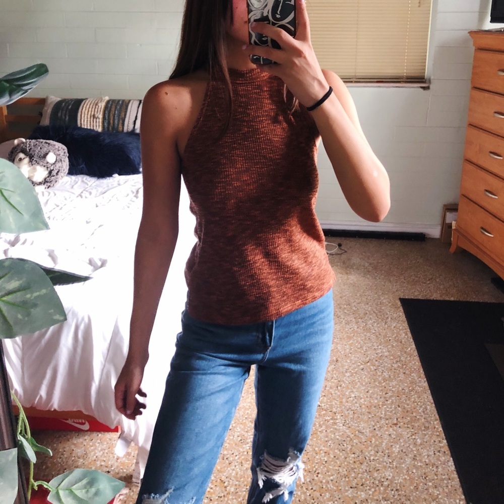 topshop rusty orange halter tank top